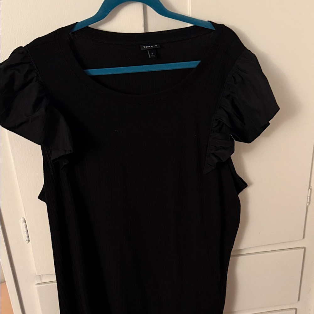 Torrid Black Ruffle Sleeve Blouse